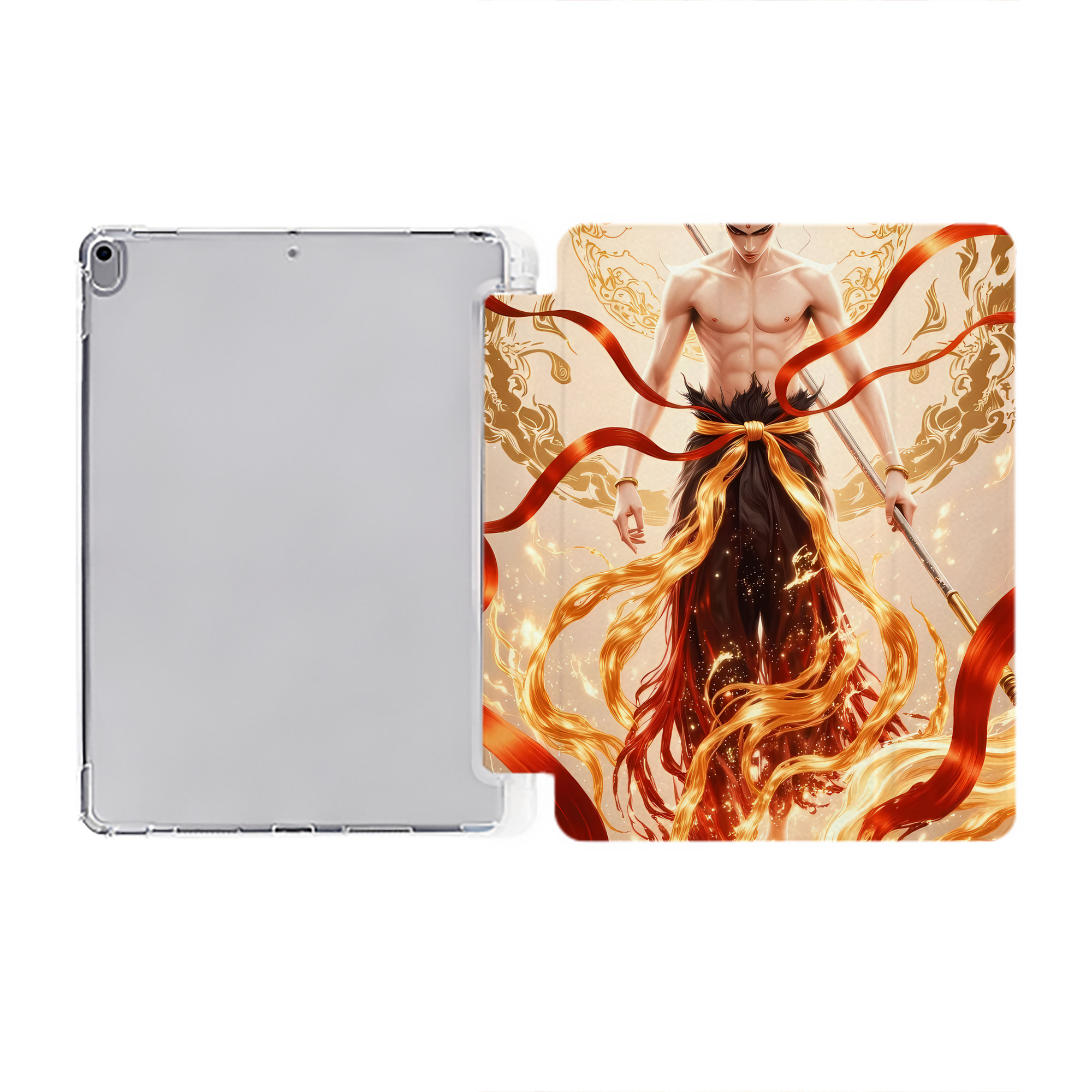Ne Zha 2 ナタ 魔童の大暴れ IPad ケース ペン収納付き 三つ折りスタンド PUレザー×シリコン 対応機種9.5/10.5/10.9インチ